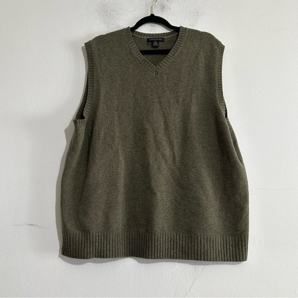 VTG Banana Republic Luxury Blend Green Sweater Vest Wool Angora Cashmere Preppy